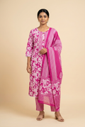 Cotton Kurta Set for Women – Floral Print Kurti with Pants & Dupatta