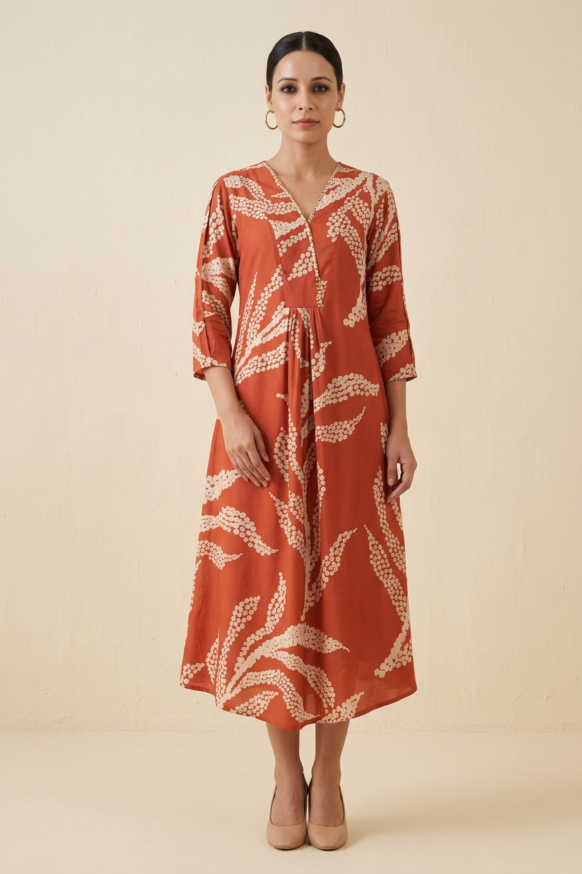 Floral Printed Cotton Gown for Women – Pure Cotton A-Line Kurti Dress