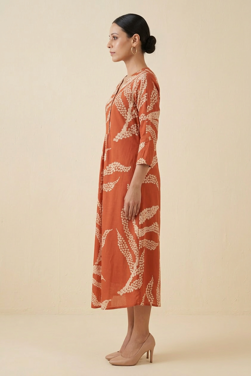 Floral Printed Cotton Gown for Women – Pure Cotton A-Line Kurti Dress